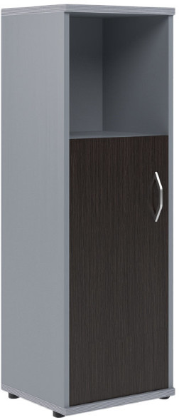 Шкаф колонка с глухой малой дверью СУ-2.1(L) Венге/Металлик 406*365*1200