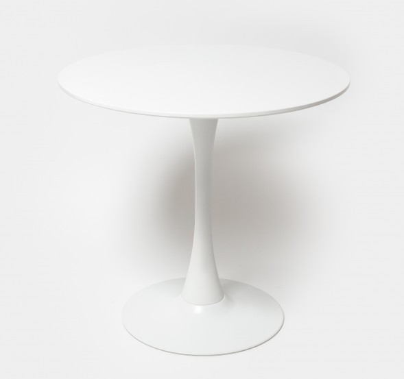 Стол Barneo T-3 Tulip style, MDF, H-75cm - круг диаметр 90см, RAL9003 белый, каркас RAL9003 белый