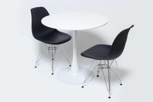 Стол Barneo T-3 Tulip style, MDF, H-75cm - круг диаметр 100см, RAL9003 белый, каркас RAL9003 белый