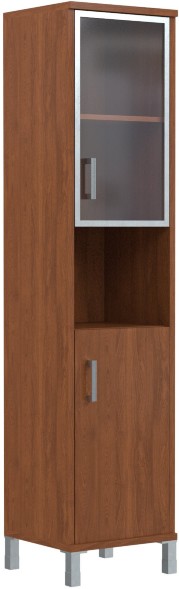 Шкаф-колонка высокая с малой стеклянной дверью в AL-рамке и глухой B 431.9(R) Орех Гарда