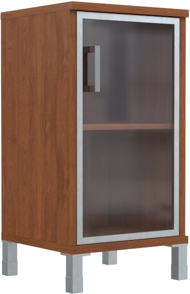 Шкаф-колонка низкая со стеклянной дверью в AL-рамке B 411.4(R) Орех Гарда 475х450х920