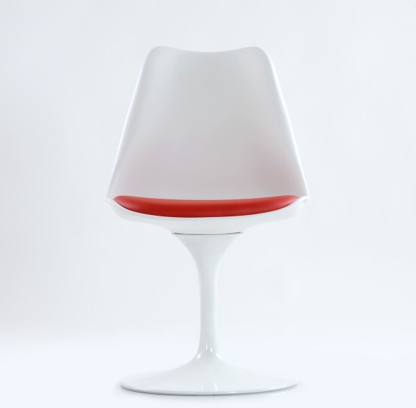 Стул Tulip style белый с красной подушкой 