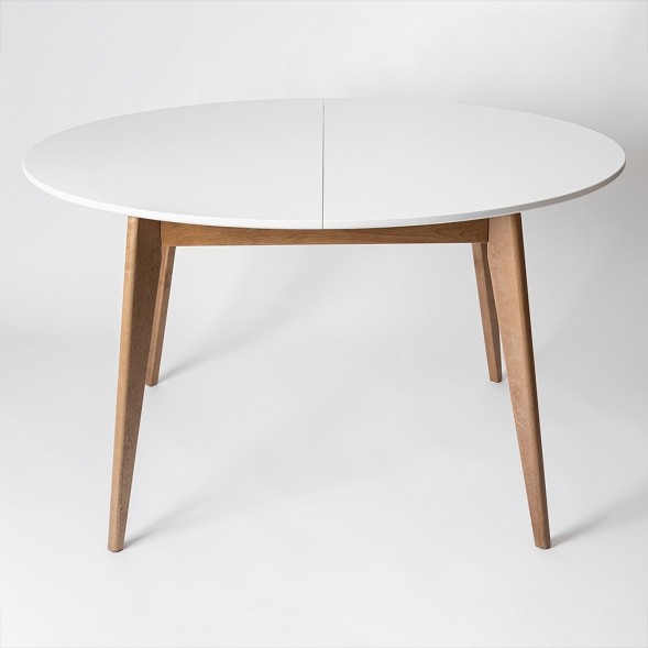 Стол раскладной Орион Plus 1000(+300), Дуб натуральный/Белая эмаль